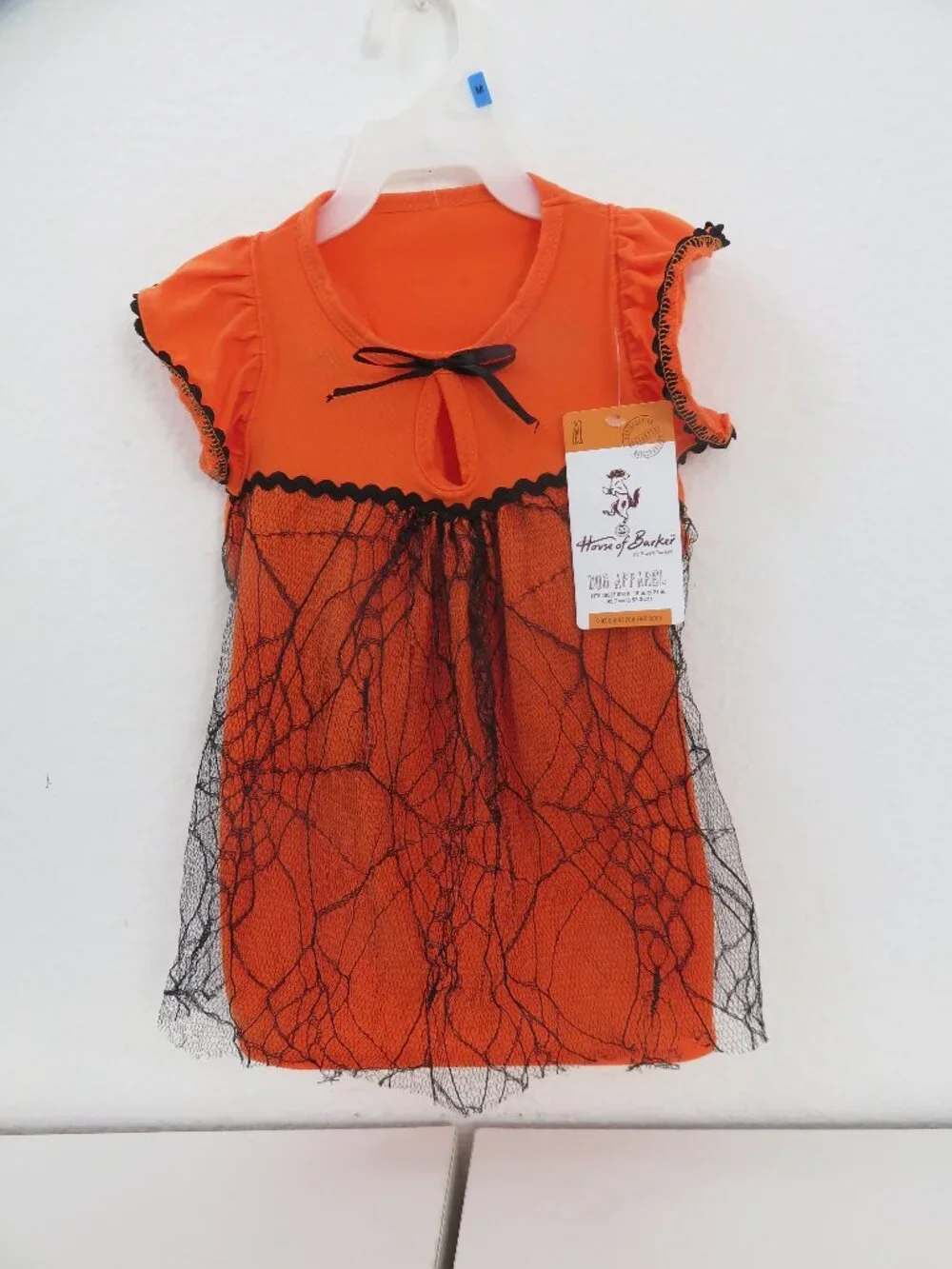 (#144) House of Barker Orange/Black DOG Apparel DRESS